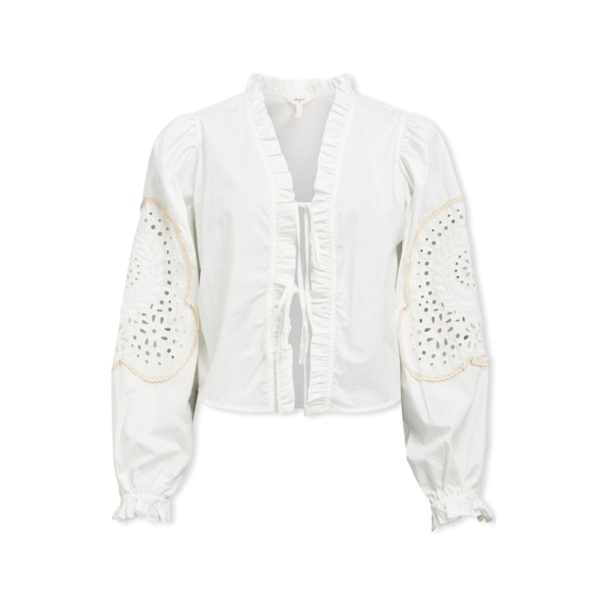 Object  Noos Top Brodera L/S - White Sand  Bílá