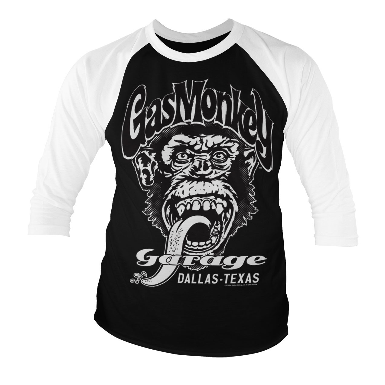 Triko 3/4 Gas Monkey Garage Dallas Texas Baseball - černé-bílé, S