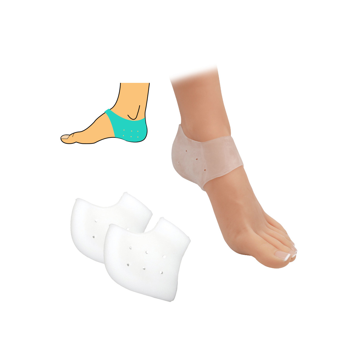 Chránič paty HealMed 2 ks - průhledný