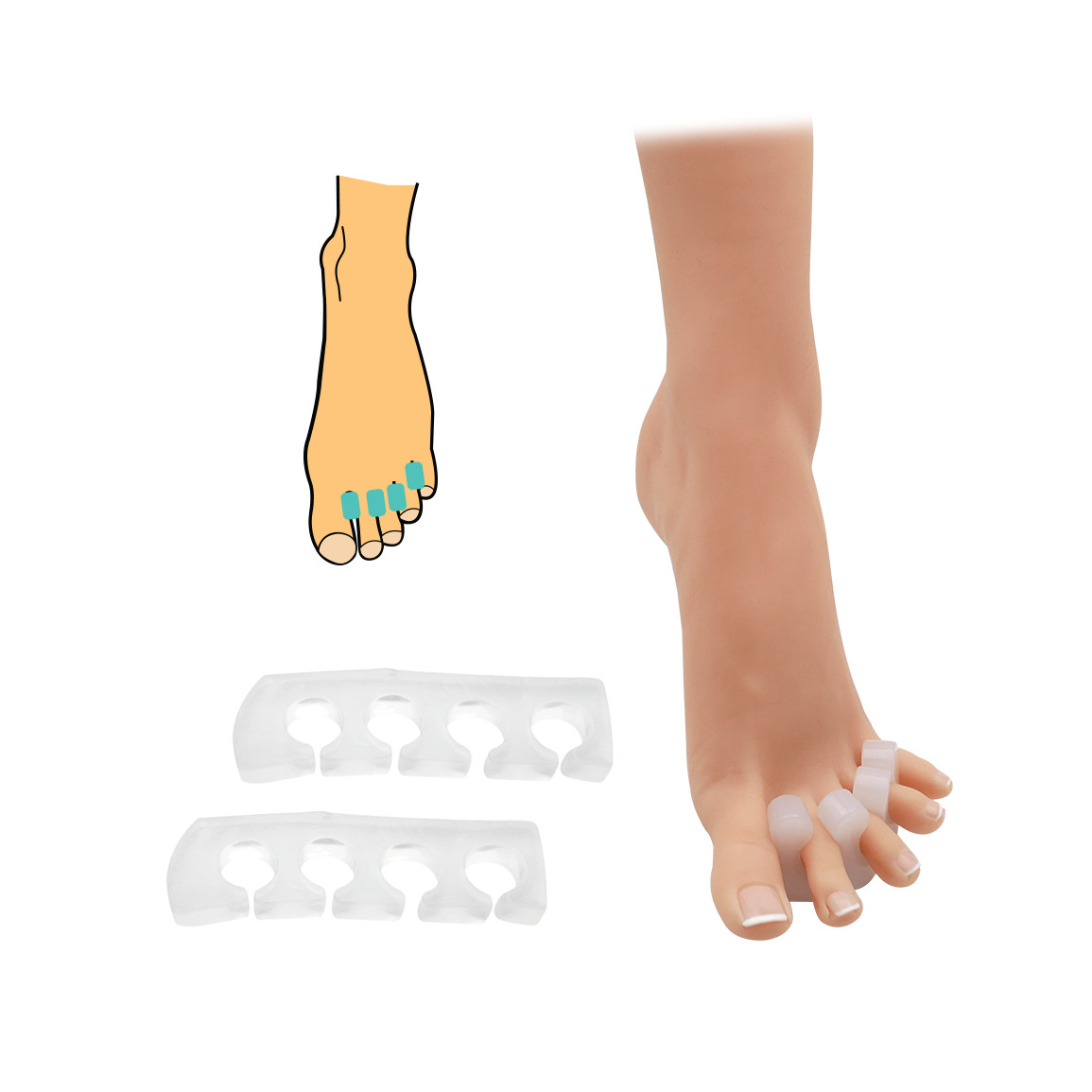 Meziprstní hřeben HealMed 1 pár - průhledný