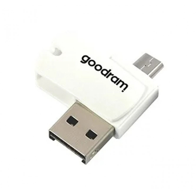 Čtečka karet microSD s USB a microUSB OTG vstupem - bílá