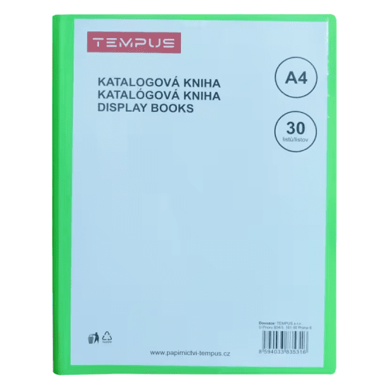 TEMPUS Katalogová kniha A4 - Tempus zelená - 30 listů