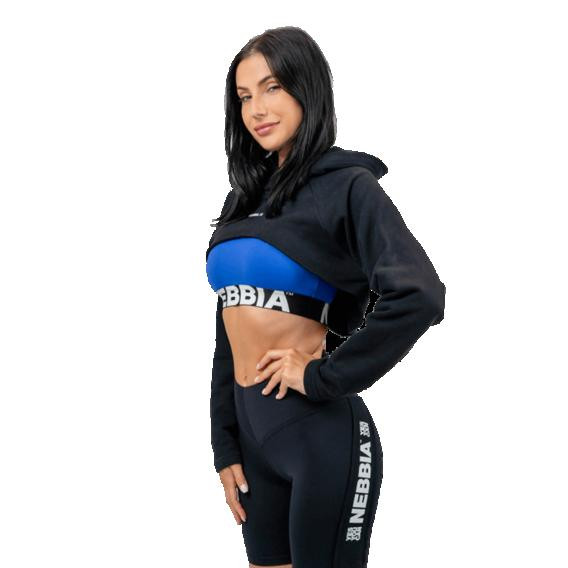 Nebbia Crop mikina s dlouhým rukávem a kapucí GYM TIME 259