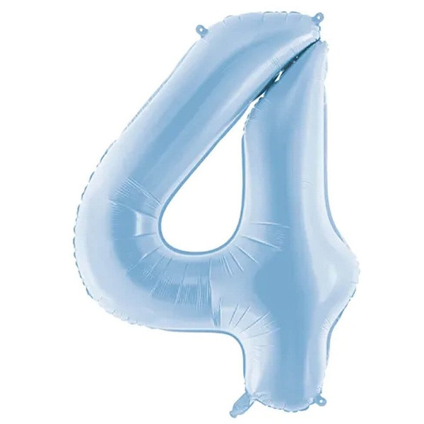 Balónek fóliový číslo 4 mlhavě modrá 86 cm