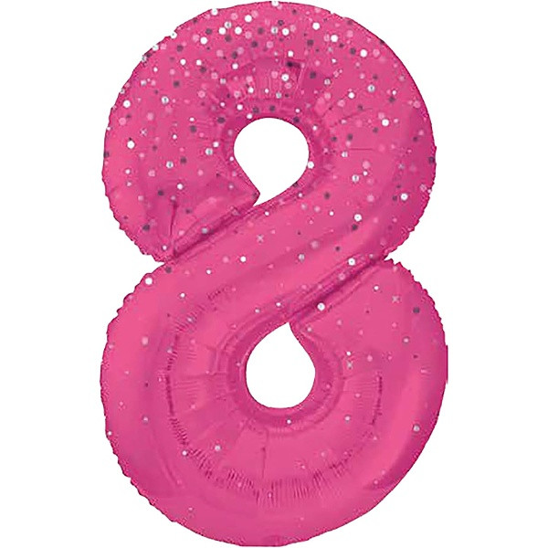 Balónek fóliový č. 8 růžový s puntíky 86 cm