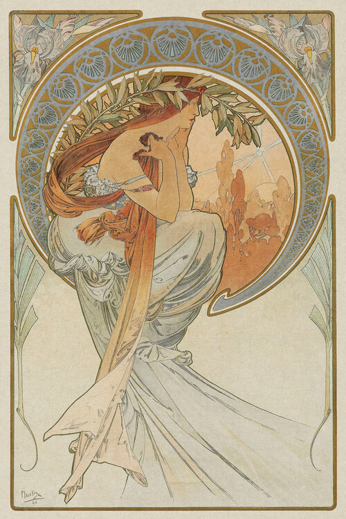 Alfons Mucha Obrazová reprodukce The Arts: Poetry (1898), Alfons Mucha, 26.7 × 40 cm
