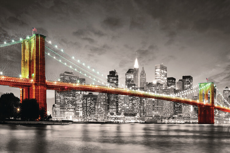 EUROGRAPHICS Plakát, Obraz - New York City Brooklyn Bridge, 91.5 × 61 cm