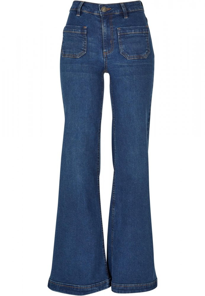 Ladies Vintage Flared Denim Pants - deepblue washed 28