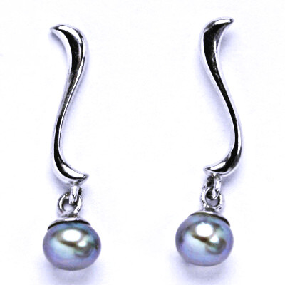 Náušnice stříbrné s přírodní šedozelenou perlou NŠ 1227 pp