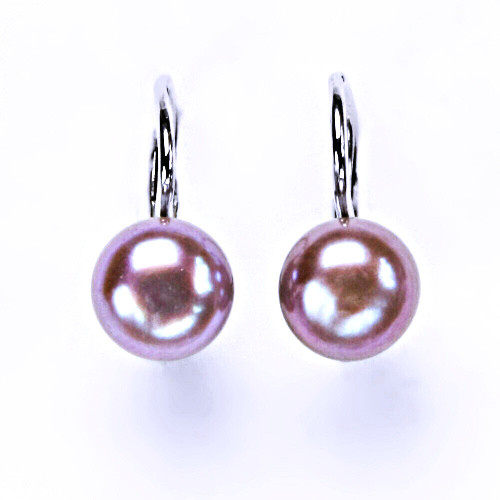 Stříbrné náušnice na patent, šperky(přírodní říční perla 7,5mm)NK 1183