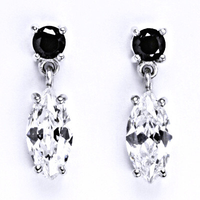 Stříbrné náušnice s čirými zirkony, náušnice ze stříbra, 5,89 g