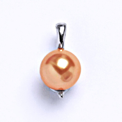 Stříbrný přívěšek s umělou lososovou perlou 10 mm,přívěšek ze stříbra P 1215