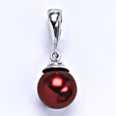 Stříbrný přívěšek s umělou vínovou perlou 10 mm, P 1193 V/6