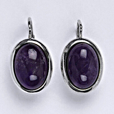 Stříbrné náušnice s přírodním ametystem, přírodní ametyst, NK 1454