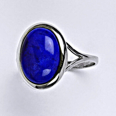 Stříbrný prsten,přírodní lazurit,lapis 14 x 10 mm, T 1454