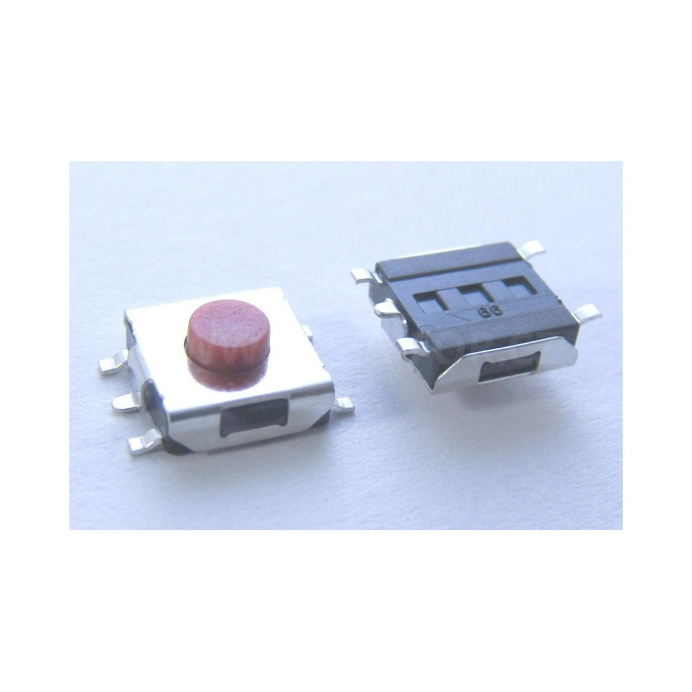 SMD mikrospínač 6x6x3,1 nožky ven červený