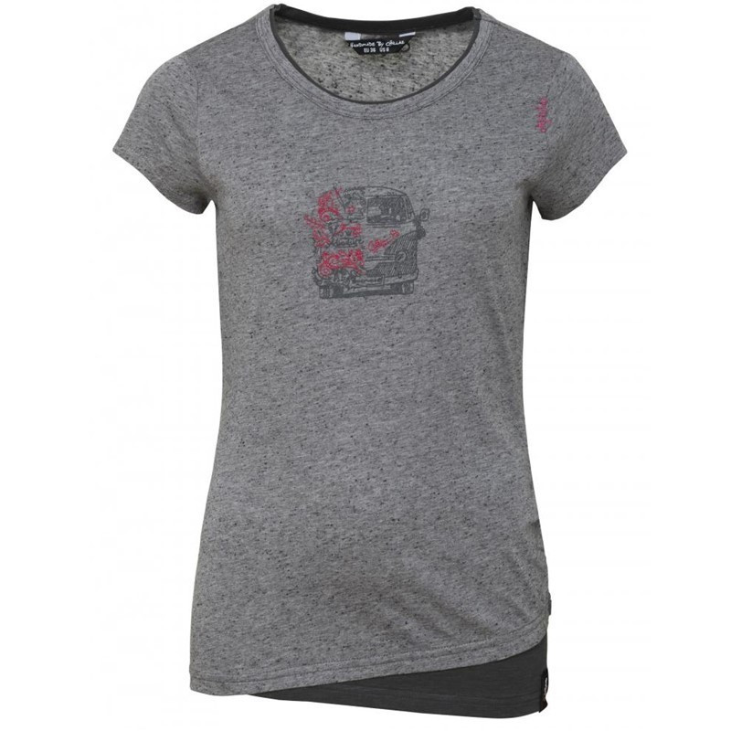 Chillaz Dámské tričko Chillaz Fancy Lettering Bus Dark grey melange