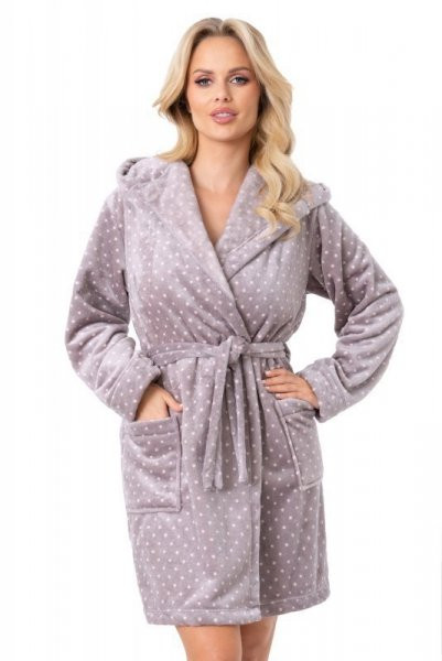 Zimowy szlafrok damski - 102 kropki XS/S