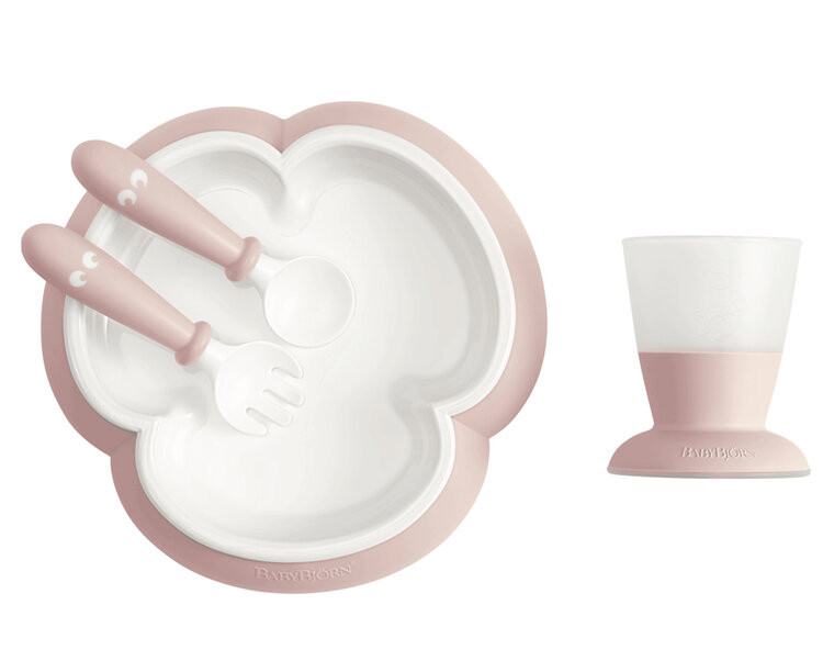 BABYBJÖRN Set jídelní dětský 4 dílný pudrově růžový
