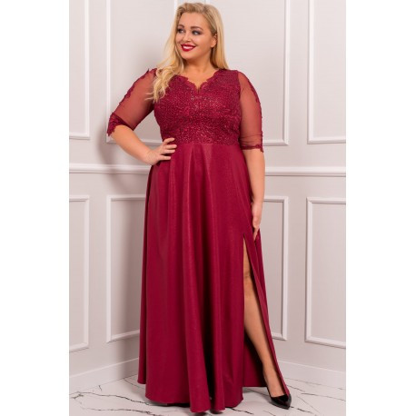 Dámské dlouhé společenské šaty CARMEN, Velikost 46, Barva Bordó BOSCA FASHION 0030026