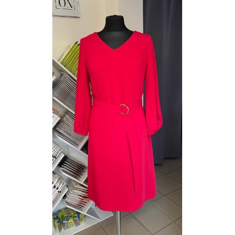 Dámské šaty CAROLINE 3/4 rukáv, Velikost 40, Barva Jahodová Bellezza 0020155