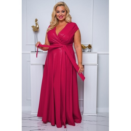 Dámské dlouhé společenské šaty NATALI, Velikost 46, Barva Jahodová BE YOU 1079-40-Z