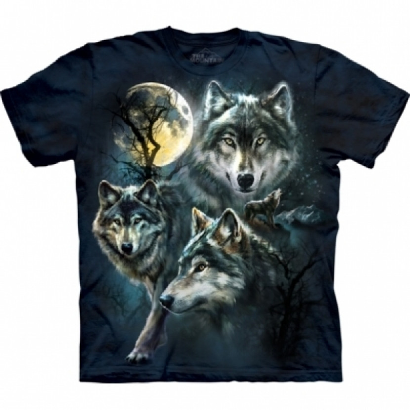 Tričko unisex The Mountain Moon Wolves - modré, S