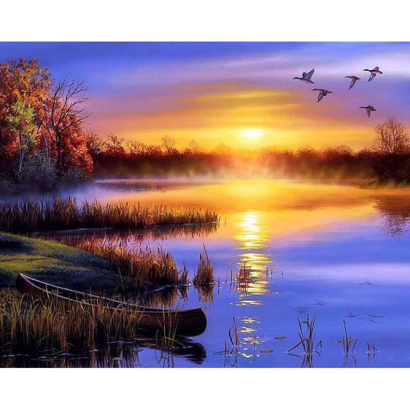 Diamantové malování Západ slunce - barevné