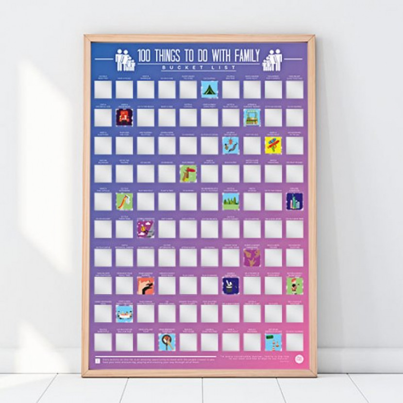 Stírací plakát 100 věcí, co dělat s rodinou - fialový