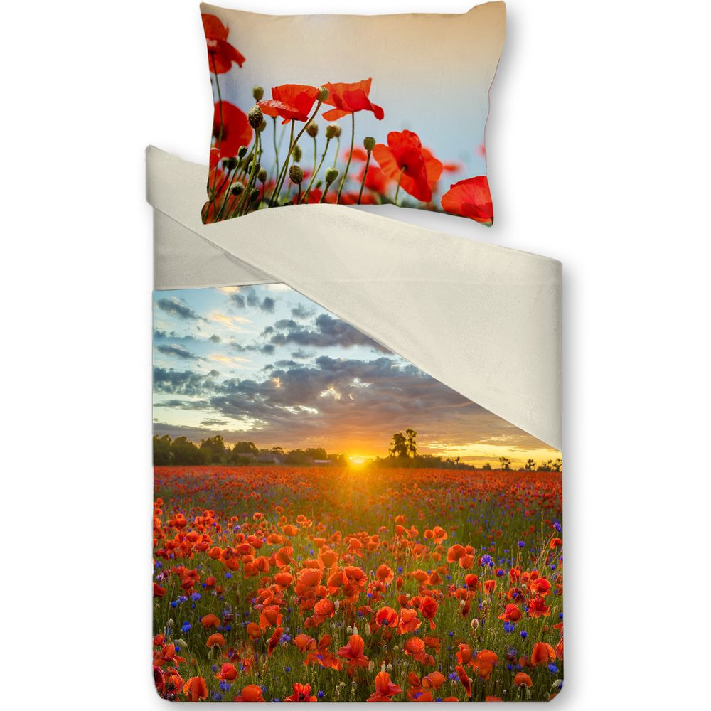 Gipetex Natural Dream 3D italské povlečení 100% bavlna Papaveri - 140x220 / 70x90 cm