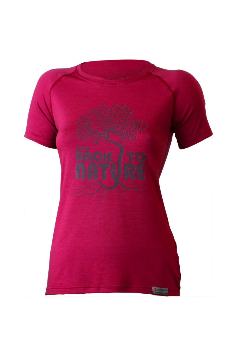 Lasting BACK 4747 růžové vlněné merino triko s tiskem Velikost: S 8595067840802