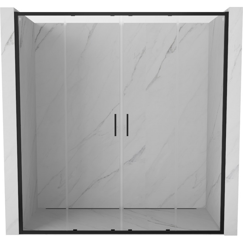 MEXEN/S Exo dvojité posuvné sprchové dveře 180 cm, transparent, černá 8152-180-000-70-00