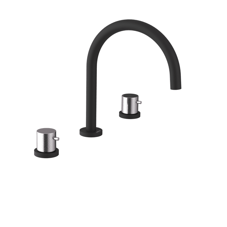 SAPHO ULTRASAN tříprvková stojánková umyvadlová baterie, černá mat/chrom UT017VBC