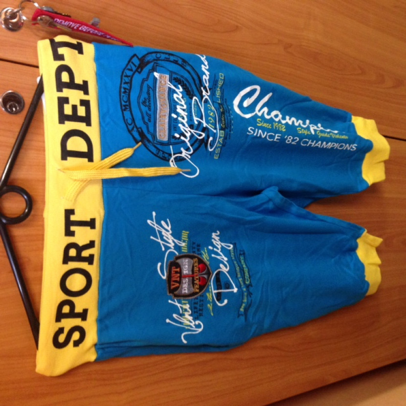 3/4 kalhoty Violento Champion - modré-žluté, L