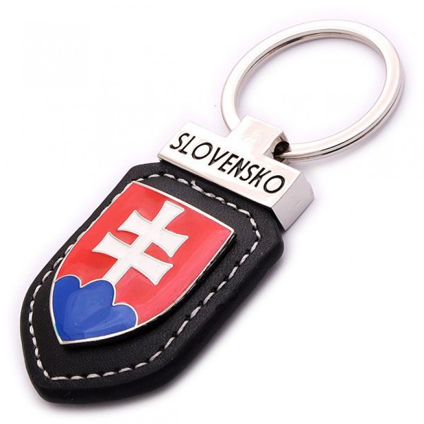 Klíčenka kožená Slovenský znak - černá
