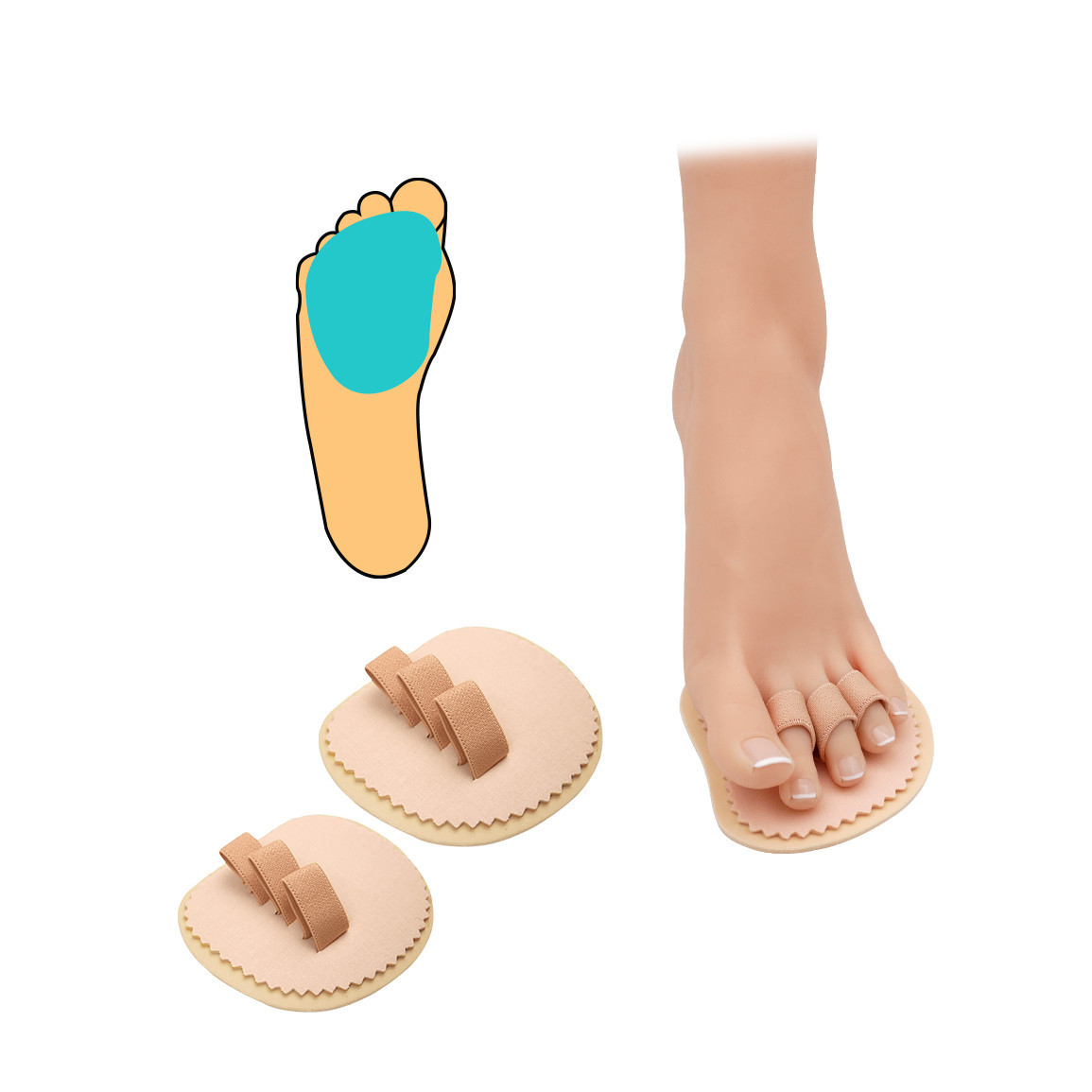 Metapolštářek velký HealMed s podporou prstů 1 pár - béžový