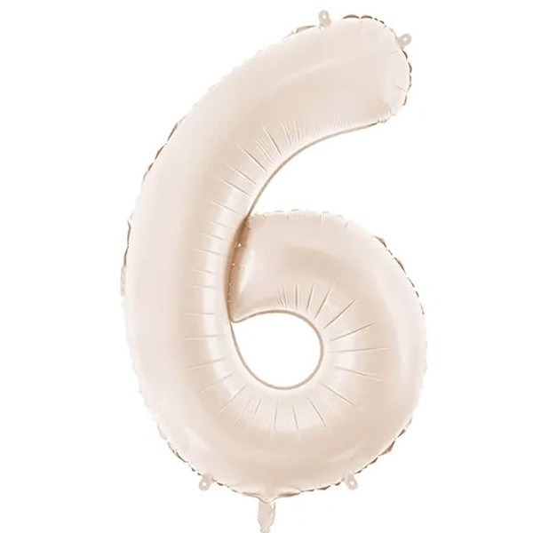 Balónek fóliový číslo 6 světle teplá béžová 86 cm