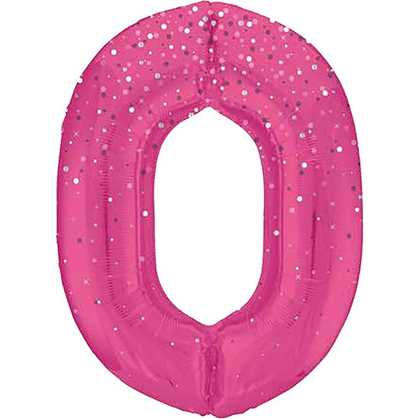 Balónek fóliový č. 0 růžový s puntíky 86 cm
