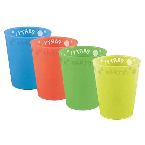Kelímky opakovaně použitelný mix barev fluo 250ml 4ks
