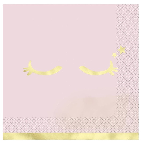 Ubrousky papírové růžové se zlatými detaily 16 ks