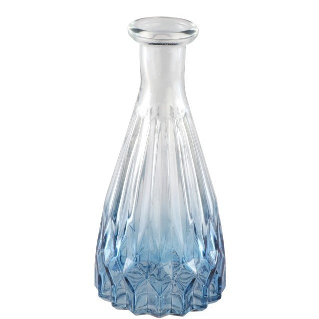 Váza skleněná modro-průhledná 7x15cm