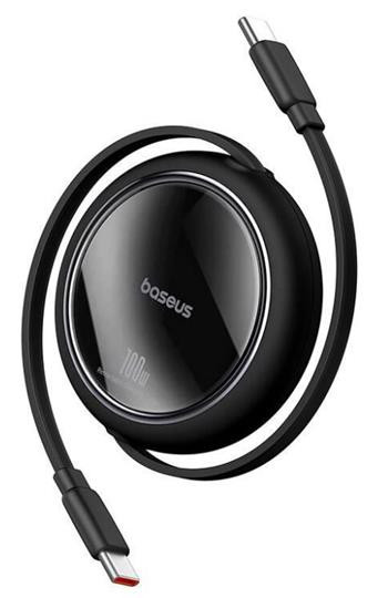 Navíjecí kabel Baseus Free2Pull USB-C/USB-C s nastavitelnou délkou až 1m 100W černý