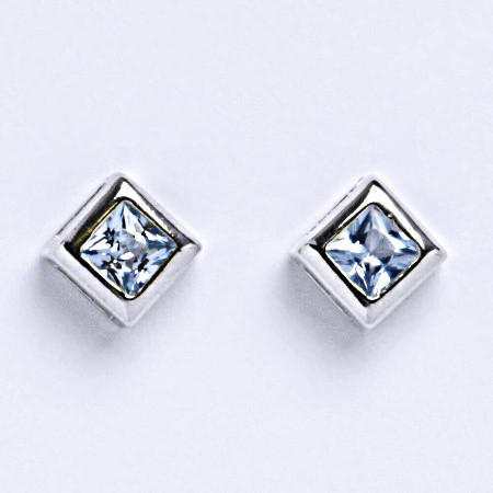 Stříbrné náušnice s akvamarínem na šroubek, NŠ 1030 A