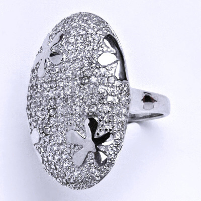 Stříbrný prsten s čirými zirkony,prsten ze stříbra,váha 6,88 g