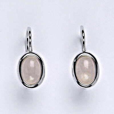 Stříbrné náušnice s přírodním kamenem růženín 7 x 5, NK 1354