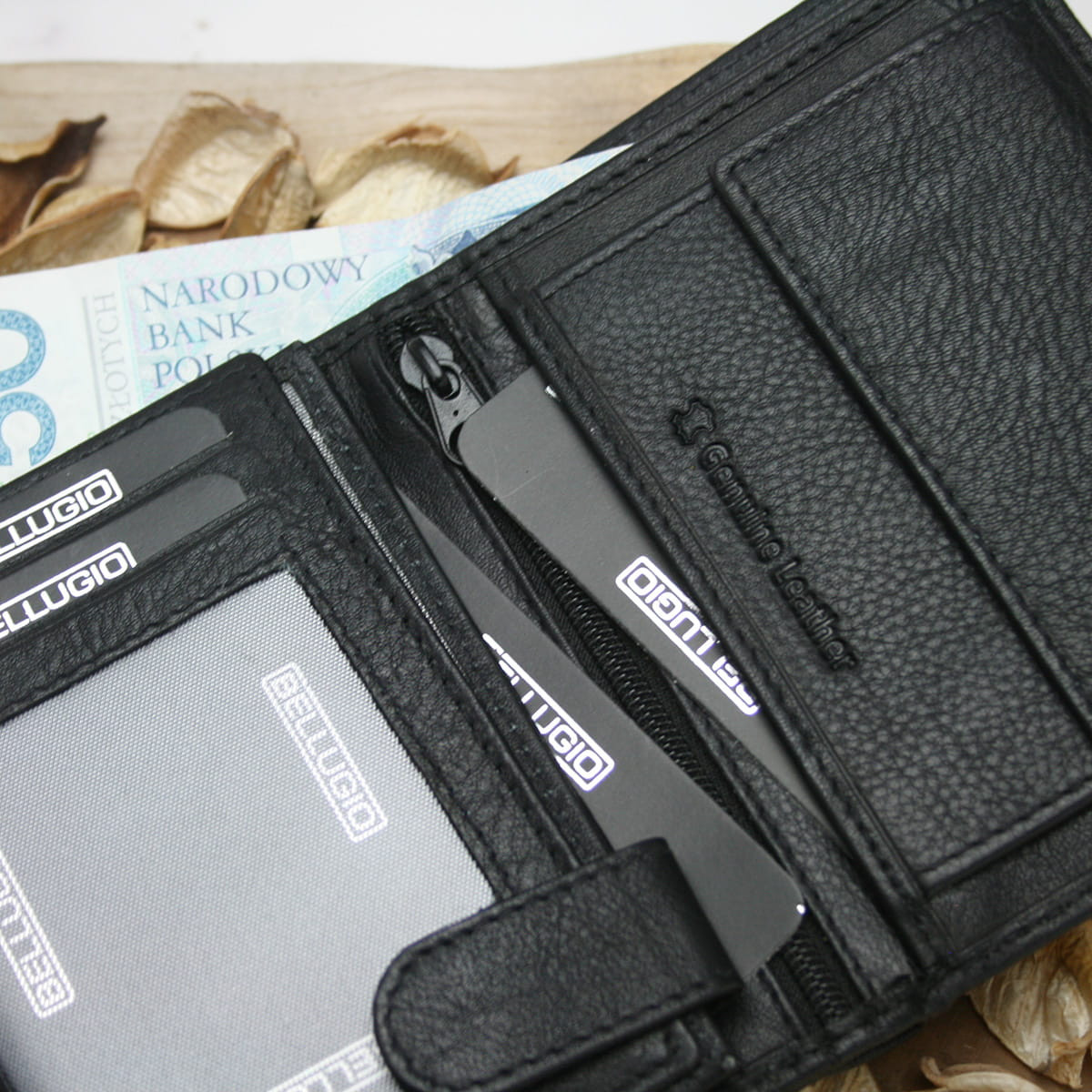 Pánská kožená peněženka na výšku Bellugio Samm, černá