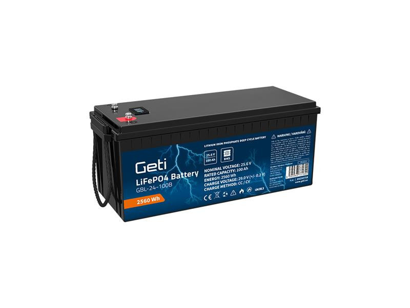 GETI Baterie LiFePO4 25,6V 100Ah  GBL-24-100B s bluetooth a displejem