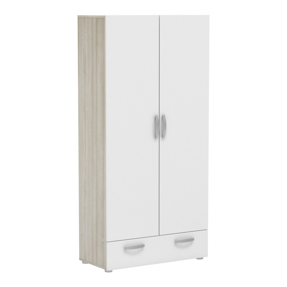 Policová skříň PERK, bílá/dub shannon