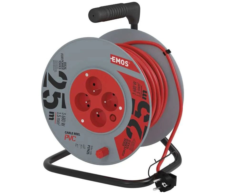 Šňůra prodlužovací na bubnu 4 zásuvky - 25m 3x1.5