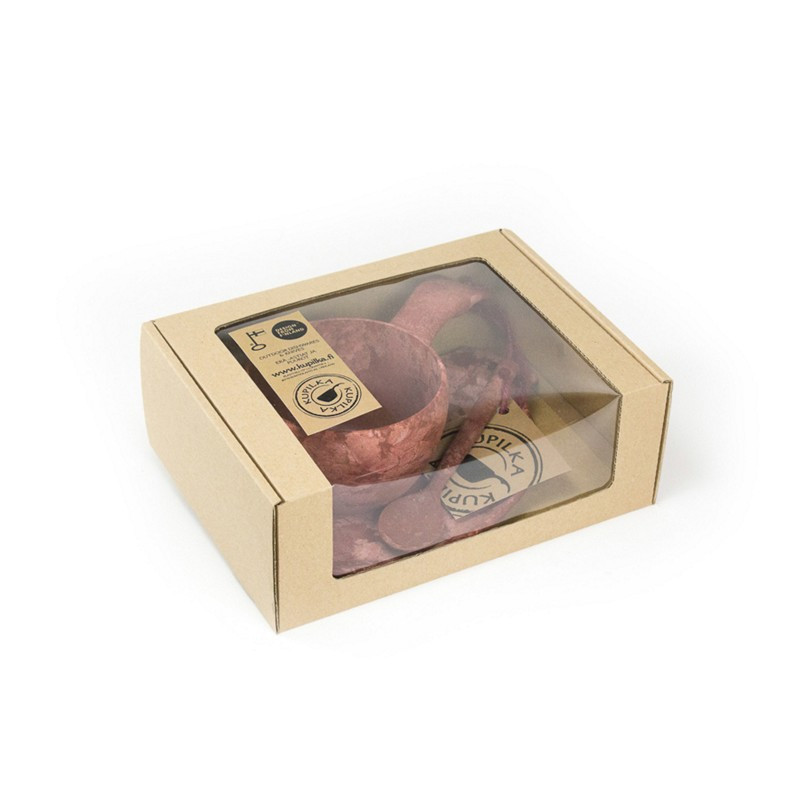 Kupilka dárková sada KUKSA 210 ml + talíř + čajová lžička - Cranberry (RED) 6430014973115